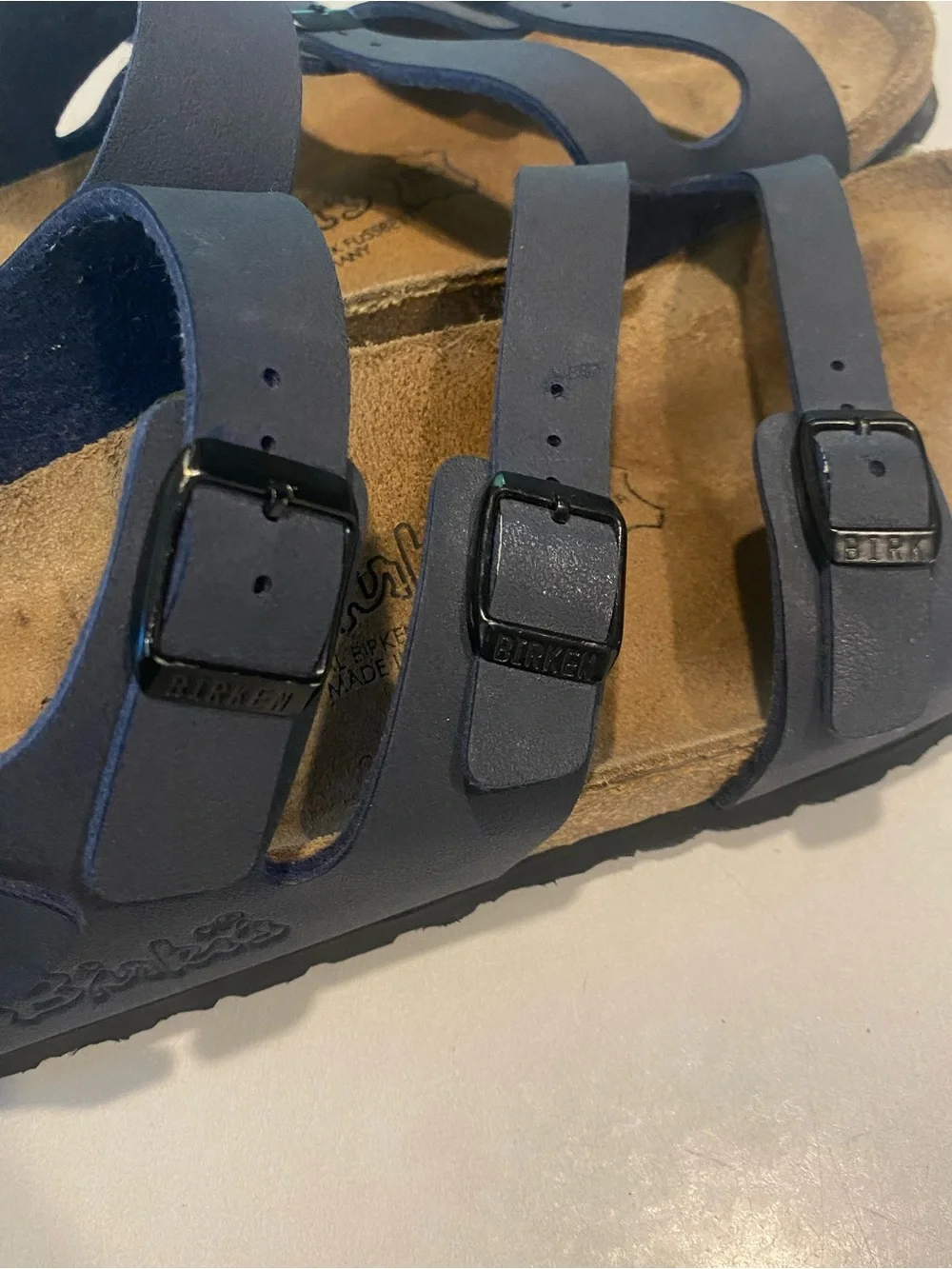 BIRKENSTOCK BIRKI’S ELLICE SLINGBACK SANDAL THREE STRAP BUCKLE NAVY SZ 38